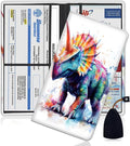 Yuxcfhjfe Car Document Holder with Magnetic Shut, Car Registration and Insurance Card Holder, Vehicle Glove Box Organizer Documents, Driver License, Auto Paperwork Organizer Wallet, Colorful Dinosaur