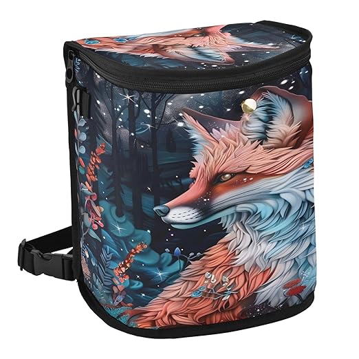 MNSRUU Car Trash Can with Lid, Beautiful Fox Car Trash Bag Hanging Organizers and Storage for Front Back Seat, Leak-Proof Trash Bin