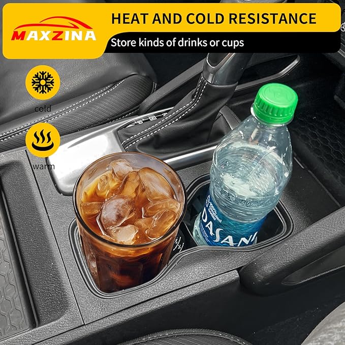 Maxzina Cup Holder Compatible with 2022-2025 2026 Nissan Frontier Silicone Insert Center Console Cup Holder Silicone Black Bottle Holder Interior Decoration for 2024 Frontier Accessories