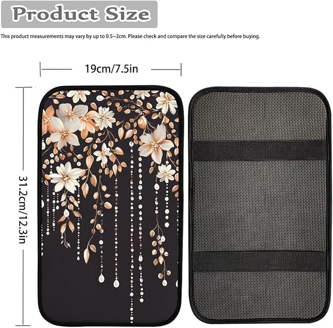 Orange Cherry Blossom Print Auto Center Console Cover Arm Rest Cover for SUV Truck,Soft Car Arm Rest Cover Universal Fit