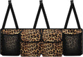 CLOHOMIN Leopard Print Backseat Car Organizer Large Capacity Car Trunk Mesh Storage Hanging Car Trunk Organizer with 4 Pockets Easy to Install Car Trunk Storage Bag Car Accessories