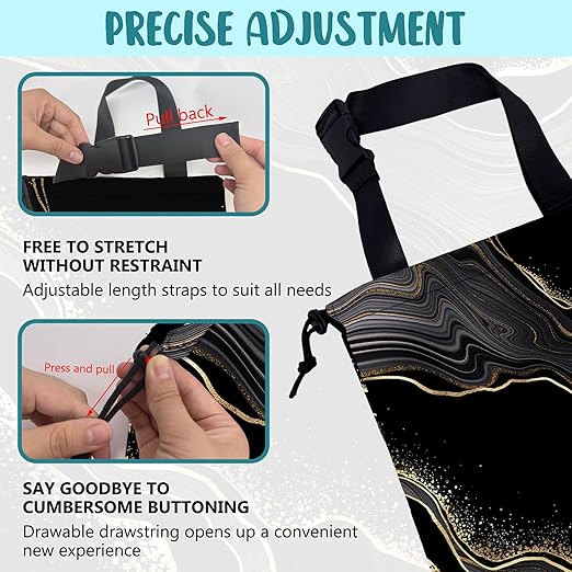 KXWQTRDD Car Garbage Bag Abstract Marble Golden Veins Drawstring Car Trash Bag Hanging for Back Seat with Adjustable Buckle Canvas Vehicle Trash Can Easy-to-Install