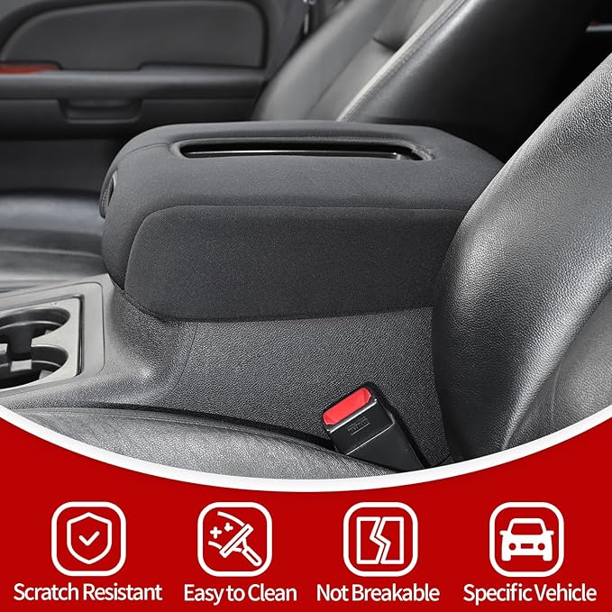 JeCar Armrest Cover Neoprene Center Console Cushion Pad Compatible with Chevy Silverado/Suburban/Tahoe/Avalanche/GMC Yukon 2007-2013
