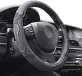 Elantrip Leather Steering Wheel Cover Great Grip with 3D Honeycomb Anti-Slip Design, Universal 15.5-16 inch Car Wheel Protector Black