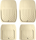 FH Group Faux Leather Deep Dish Floor Mats, Beige, Universal Fit, Set of 4, Trim-to-Fit Car Mats for Most Sedan, SUV, Truck