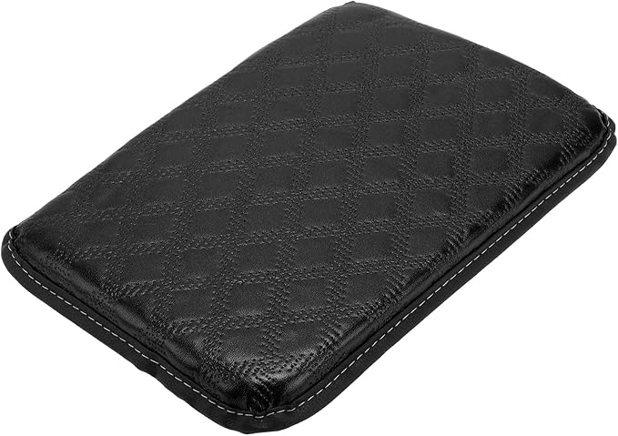 Car Armrest Cushion Pad Non-slip 11.81"x8.27" PU,Breathable Cotton and Linen Black Center Console Lid
