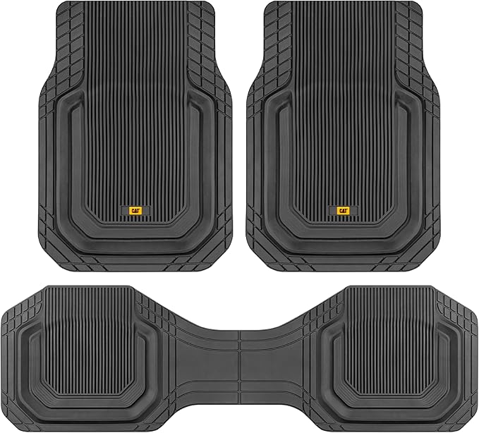 Cat® ToughLiner™ Car Floor Mats - Heavy Duty Trim to Fit Mat for Trucks - Car Mats & SUV Floor Liners for Car - All-Weather Truck Accessories & Odorless Rubber Automotive Mats - Black