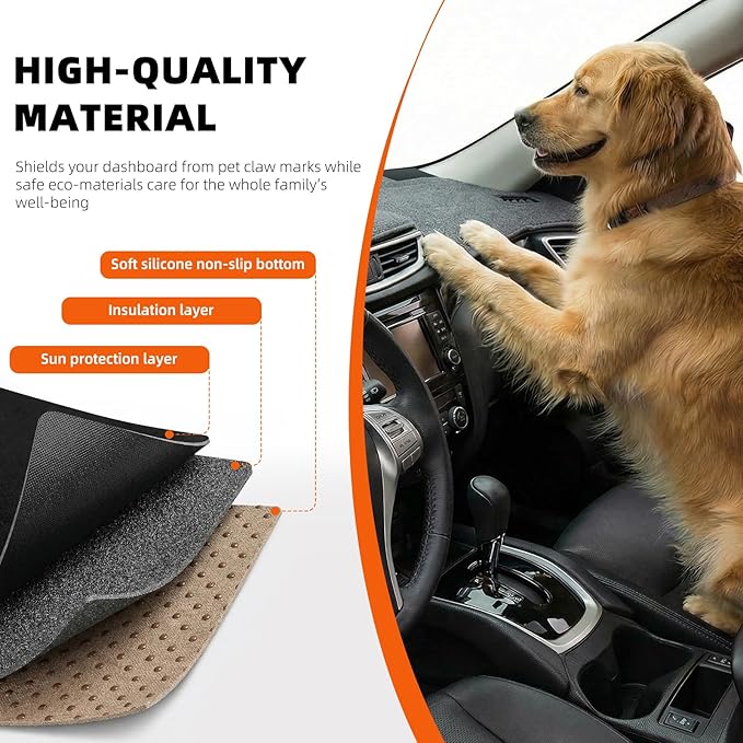 KEYOOG Dashboard Cover Dash Mat Fit for 1997-1994 Do-dge Ram 1500 2500 3500 (for Left Hand Drive),Car Dash Board Mat Anti-Glare Carpet,Non-Slip Pad Sunshield Protector (Grey)