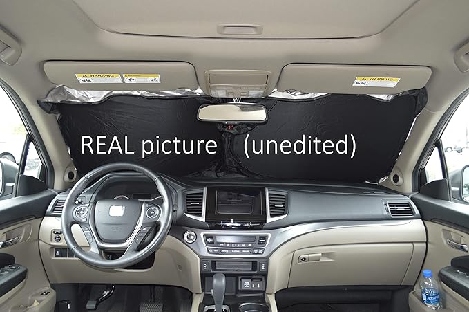 Patented Car Windshield Sun Shade with Storage Pouch by A1 Sunshade Retractable Automotive Truck SUV Front Window Shield Blocker Screen Visor Protector Cover for Auto Interior Accessories for Heat D2