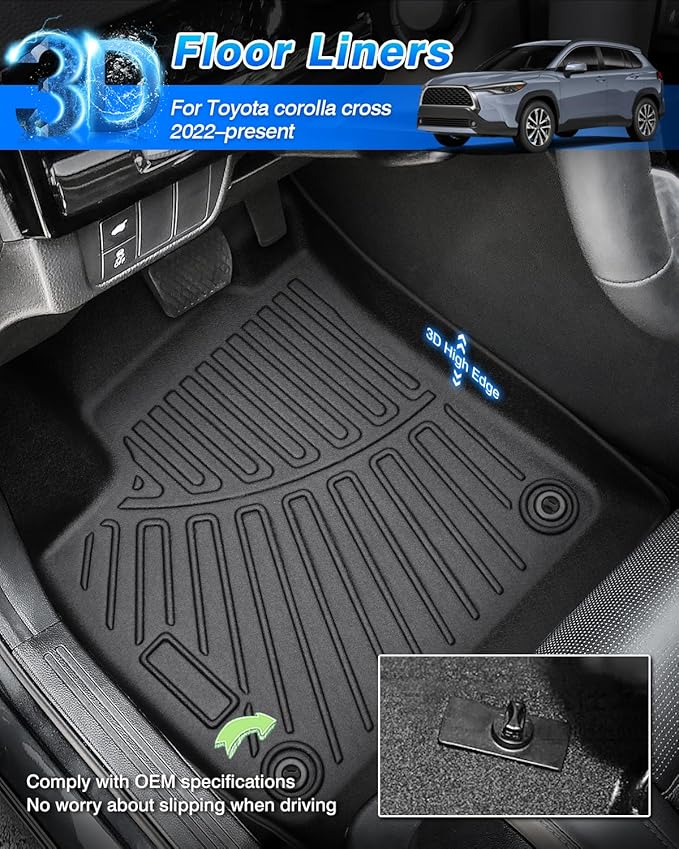 Cartist Floor Mats and Cargo Liner Fit for Toyota Corolla Cross Hybrid (Includes FWD Gas Models) 2022-2025 2026, All Weather Floor Liner and Trunk Mat for Corolla Cross Accessories