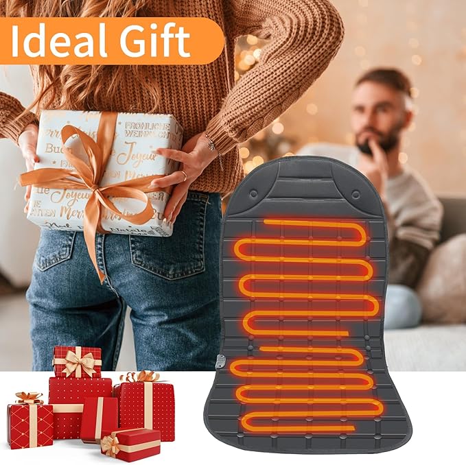 2-Pack Seat Cushion - Comfortable Winter Seat Cushion with Adjustable Buckle for Full Back and Seat (Black)