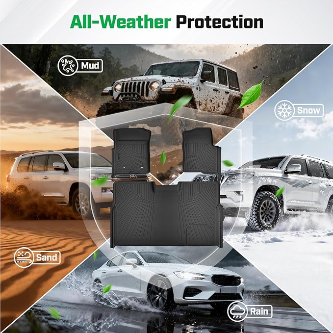 Cartist Floor Mats Fit for Ford F-150 SuperCrew/Crew Cab 2010-2014 with Bucket Seat,All Weather Floor Liners for F150 Accessories W/Flow-Through Console 1st&2 Row Set W/O Manual Shifter