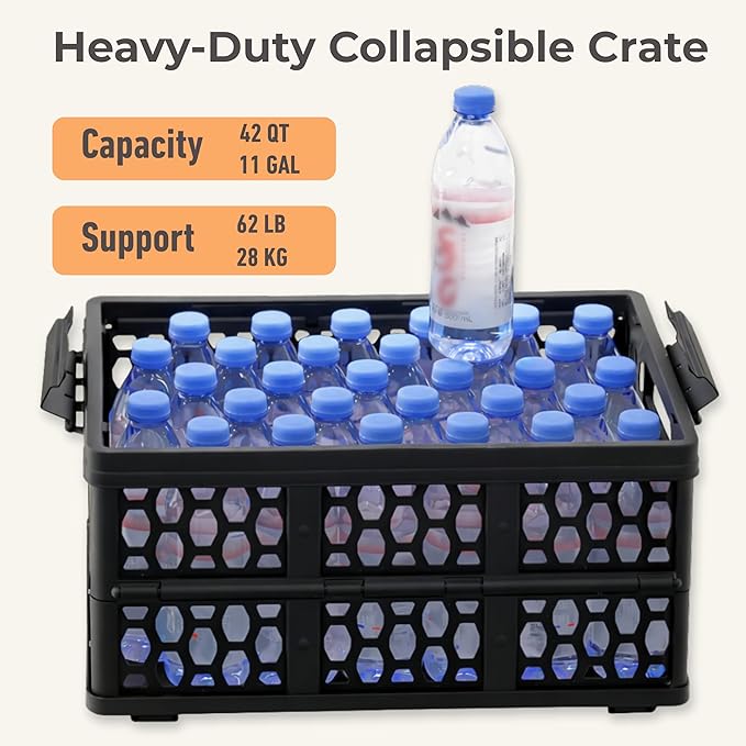 Mymazn Trunk Crate Organizer with Cooler for Car, Collapsible Plastic Trunk Lid Organizer Box for Travel, Groceries, Sports, Home, Tailgating | Removable Insulated Cooler Set
