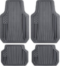 MotorTrend Black Flag Rubber Floor Mats – All Weather Car Mats with American Flag Stars & Stripes Design, Heavy-Duty Automotive Floor Mats for Cars, SUVs & Trucks Grey/Black
