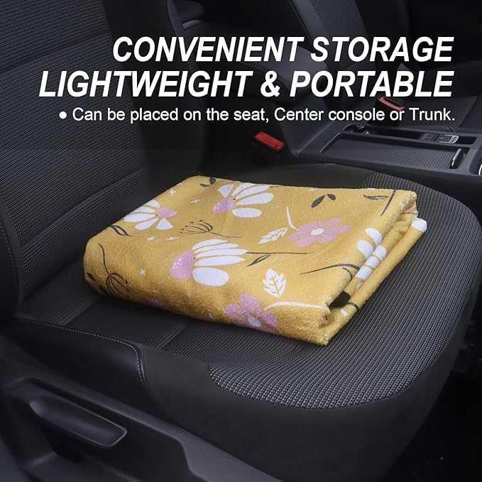 nbnhxnff Sweat Towel Car Seat Cover Protector Rear Seats for Gym Workout,Running,Swimming,Beach and Hiking,Waterproof Universal Seat Cover for Car,Trucks,Van&SUV(Yellow Chamomile, 1pcs Rear Seat)
