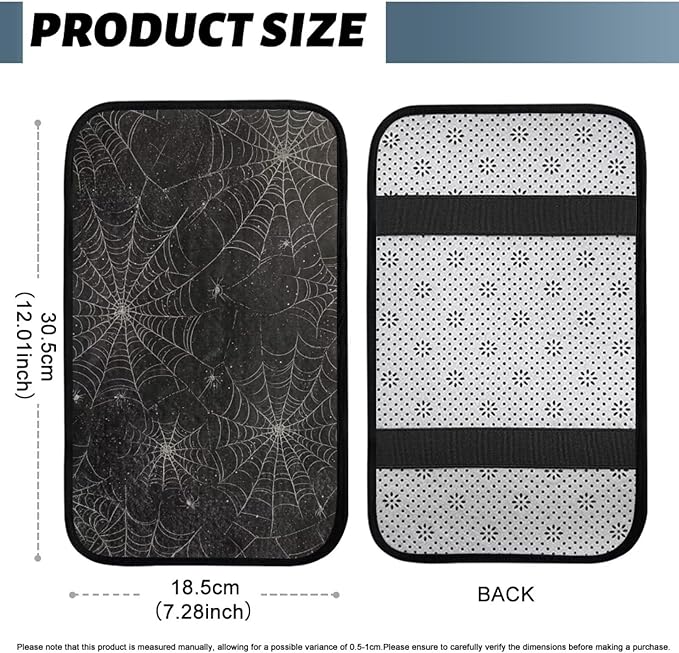 Bulopur Spider Web Center Console Cover Easy to Install Car Armrest Cushion Flannel Protector Protect from Pet Claws Thickened Universal Fit for Vehicles,Cars,Suvs,Vans,Sedans