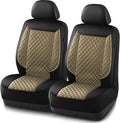 Skechers Car Seat Covers,Piping Luxury Faux Seat Covers,Waterproof Anti Slip Car Seat Protector Front Seats,Car Accessories Airbag Universal Fit for Most Cars,Vans,Trucks,SUV,Beige