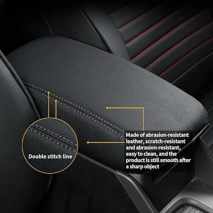 AOMSAZTO Console Covers for 2014 2015 2016 2017 2018 2019 Kia Soul Armrest Covers for Kia Soul Blak with Black Stiches