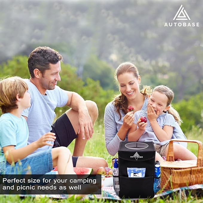 Autobase Trash Can for Car | Truck SUV Trash Bin Large 3 Gallon Size | Road Trip Must Haves | Car Gifts for Dad, Him or Her
