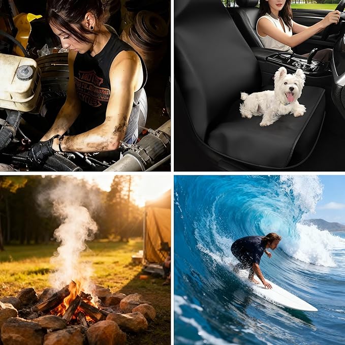 Xokaimeo Waterproof Front Car Seat Covers Black - Washable Front Car Seat Protectors with Anti Slip Bottom - Durable Auto Seat Cushions Universal Fit for Vehicles Cars SUV Trucks