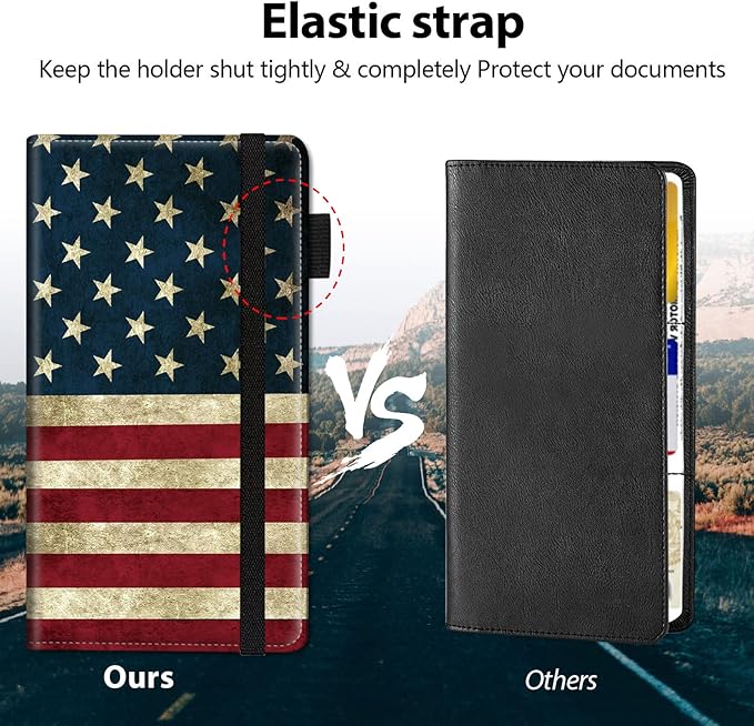 Mxfdegf Car Registration and Insurance Holder, Cool Car Accessories for ID, Driver's License Cards & Essential Document, business cards, Men&Women,Old American Flag
