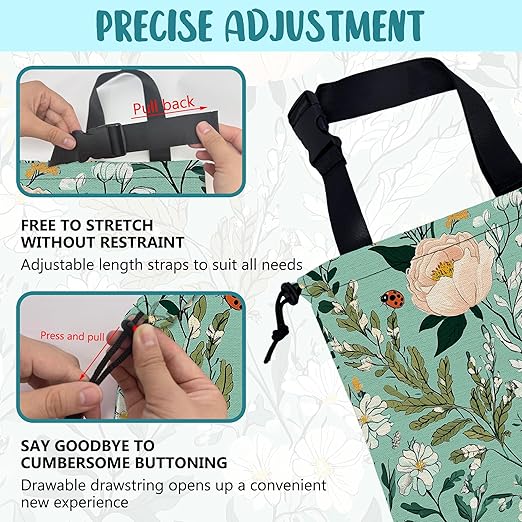KXWQTRDD Car Garbage Bag Watercolor Floral and Green Leaves Drawstring Car Trash Bag Hanging for Back Seat with Adjustable Buckle Canvas Vehicle Trash Can Easy-to-Install