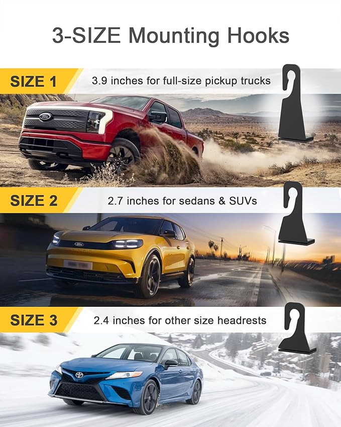 Headrest Cup Holder for Back Seat, Stable Spill-Resistant Drink Holder with Hooks for Bags, Fits 50oz Bottles, Compatible with Sedans, SUVs, and Trucks 1 Pack