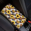 Sunflower Cow Print Center Console Cover Car Center Console Cover Fashion Auto Interior Protect from Pet Claws Car Console Covers Fit for Most Cars, Vehicles, SUVs