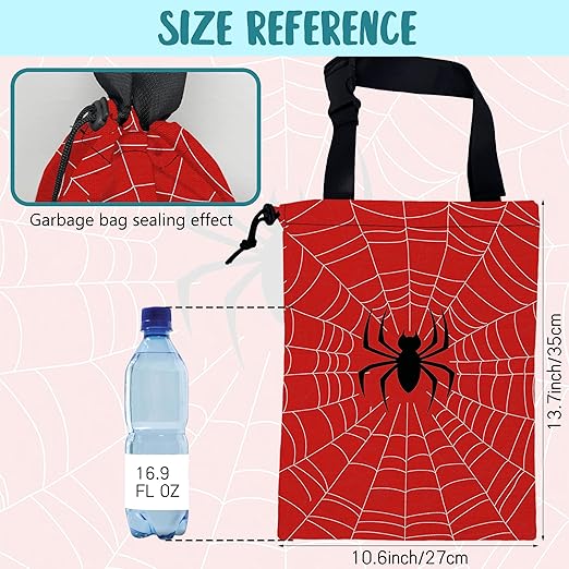KXWQTRDD Car Garbage Bag Spiders Web Red Drawstring Car Trash Bag Hanging for Back Seat with Adjustable Buckle Canvas Vehicle Trash Can Easy-to-Install