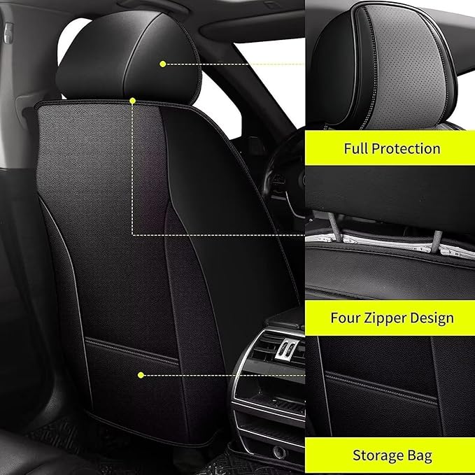 TTX Car Seat Covers 2 Front Seats Fit for Lexus GS 2007-2026 Breathable Leather Seat Protector with Airbag Compatible Automotive Seat Cushions Cover with Beautiful Patterns (Grey)