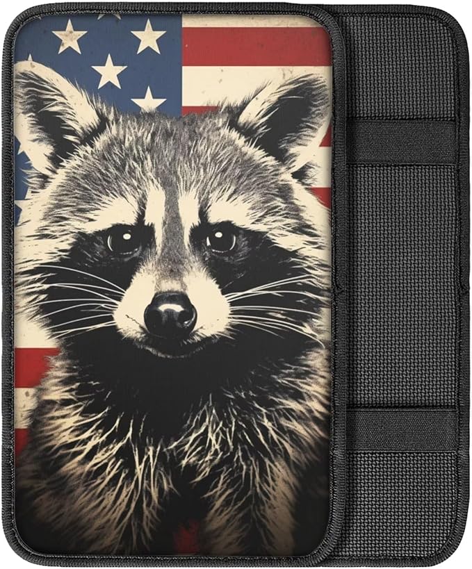 Car Center Console Pad, Universal Waterproof Car Armrest Seat Box Cover, Car Interior Accessories for Most Vehicle SUV Truck Vintage American Flag Red Panda Car Armrest Pad