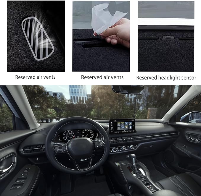 Upgraded Dashboard Mat for 2023-2025 Honda HR-V Polyester Dashcover UV Protection Non-Slip Windshield Reflective Instrument Cover Interior Accessory Black