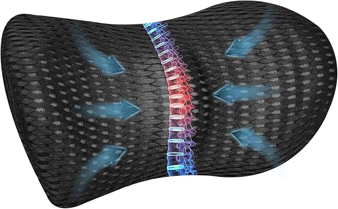 Lumbar Support Pillow for Office Chair Car Seat, Memory Foam Lumbar Pillow Lower Back Pain Relief Support Cushion Back Pillow for Sleeping,Driving,Resting,Chair Cushions Office Home Essentials,Black