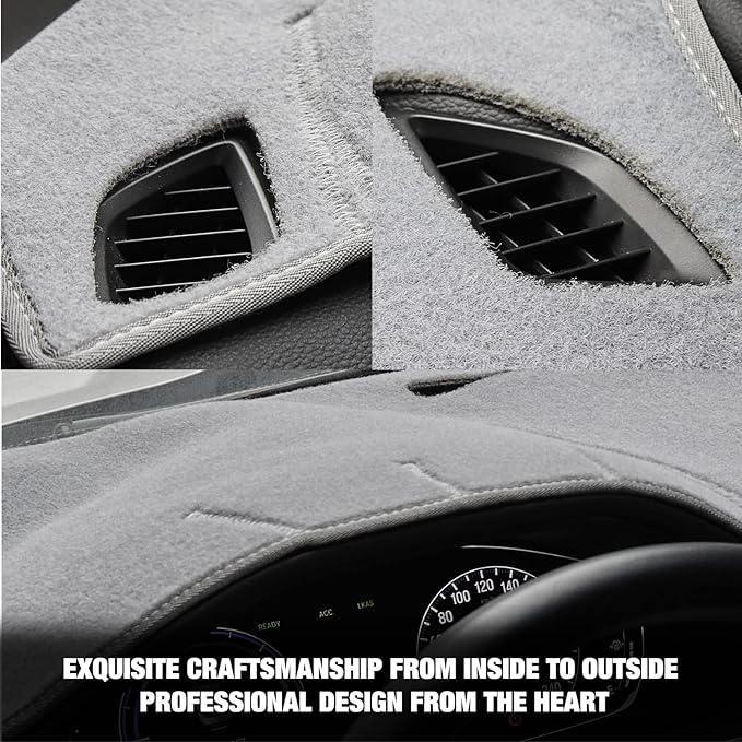 Dashboard Dash Cover Mat Carpet Compatible with 07-14 Chevy Tahoe Suburban Denali Avalanche GMC Yukon/XL,07-13 Chevy Silverado GMC Sierra Without Dash Speaker and Only One Glove Box(Grey)
