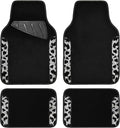 CAR PASS Bling Cow Car Mats Rhinestones Diamond Waterproof Floor Mat Crystal Sparkly Shining Glitter Carpet Anti-Slip PVC Heel Pad, Universal Fit Automotive SUV,Sedan,4pcs Girly Women, Cow Diamond