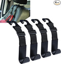 Amooca Headrest Hooks for Car Adjustable 4 Pack Vehicle Seat Back Organizer Storage Hanger Holder for Purse Bags Universal Fit Black