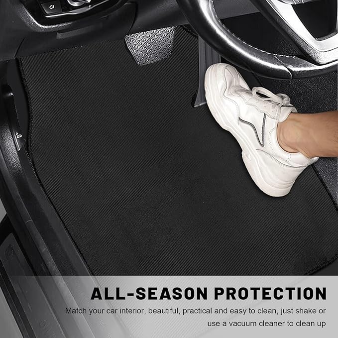 4PCS Car Floor Mats, Waterproof Auto Front & Rear Carpet Mat with Anti-Slip Backing, Stylish Vehicle Rug Floor Mats Universal Interior Accessories for All Weather Protection (Black)