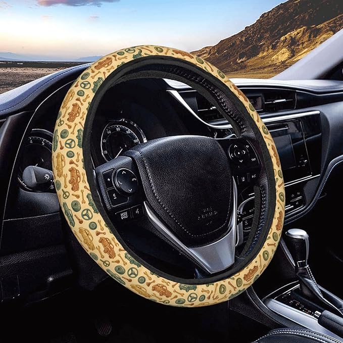 FeHuew Vintage Cars Repair Tools Steering Wheel Cover for Women, Girls 15 inch Universal Auto Car Anti Slip Wrap Steering Wheel Covers Fit for Vehicles, Truck, SUV