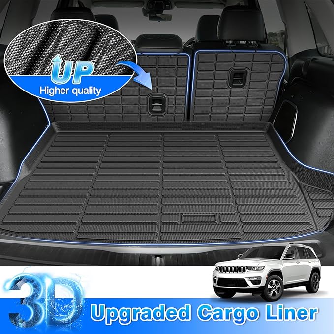 Grand Cherokee Floor Mats - Car Mats for Jeep Grand Cherokee 5-Seater 2022-2025(Include 4xe, Not WK or L), All Weather Floor Mats and Cargo Liner for Grand Cherokee Accessories, Heavy Duty Rubber Mats