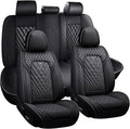 LPDK for Kia Sportage Car Seat Covers Full Set, Leather Seat Covers for Car,Lumbar Muscle Pain Healing Function, Waterproof Automobile Seat Protector with Lumbar Support(Black)