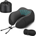 Phent zari Neck Travel Pillow, Upgraded Memory Foam Pillow for Airplane, Machine Washable, Adjustable Flight Pillow, Suitable for Sleeping Airplane, Car, Office and Home (Black)