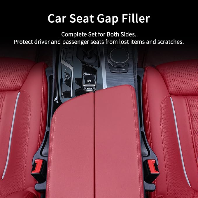 TATATOO Car Seat Gap Filler, Seat Side Gap Filler Organizer with Phone Holder, Universal Fit in Between Car Seat Catcher, Perfect for Car, SUV, Truck (Slotted, Black)