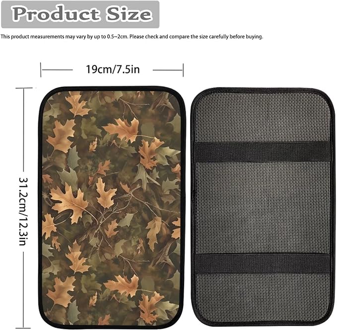 Horeset Hunting Camo Forest Comfortable Car Armrest Cover Cushion Pad Interior Decor, Universal Fit Center Console Protector for Men Women