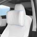 Dapucarin Car Headrest Pillow U-Shaped, Memory Foam Head Neck Support Cushion for Driving, Leather Head Rest Travel Pillows for Sleeping, Breathable Removable Cover, White, 1 Pack