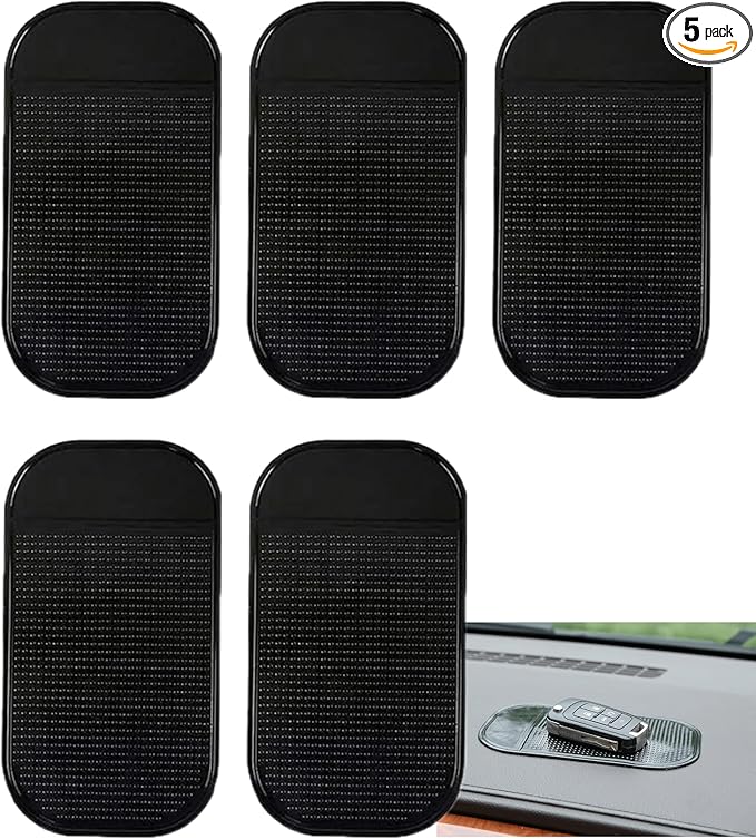 Car Dashboard Anti-Slip Mat, 5-Pack Non-Slide Pads for Car Extra Thick Sticky Dash Pad for Radar Detector, Cell Phone, and Car Dash Accessories