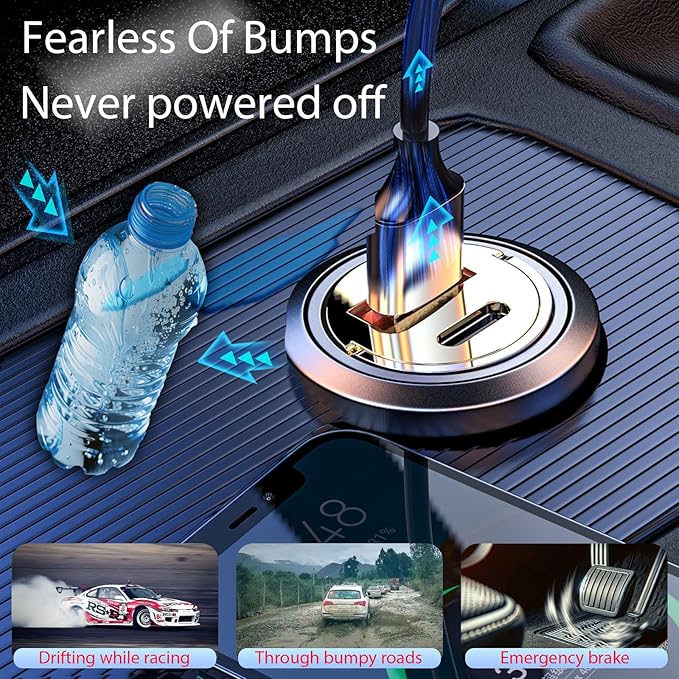 USB Car Charger Adapter Fast Charging PD45W+QC3.0 Dual Port Cigarette Lighter Charger for iPhone 16/15/14/13/12/11/Pro Max, iPad, Samsung Galaxy S25 S24/S23/S22/S21, Pixel, Android -Golden