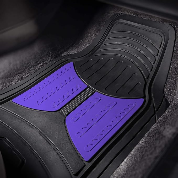 TLH Monster Eye Car Trimmable Floor Mats - Heavy-Duty Blue Rubber Floor Mats for Cars, Universal Fit Full Set, Climaproof™ Waterproof Floor Mats for Most Cars, Sedan, SUV, Truck Floor Mats