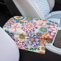 Dreaweet Car Center Console Cover Boho Floral Print Arm Rest Cover for Women Soft Thick Center Console Armrest Pad with Pockets Soft Comfortable Car Armrest Storage Box Mat
