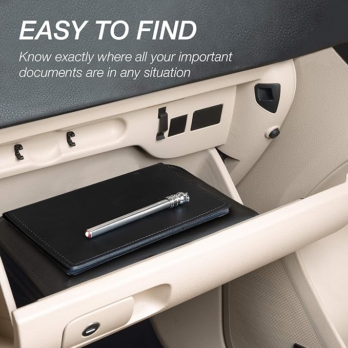 Samsill 2 Pack Car Registration and Insurance Holder, Essential Vehicle Glove Box Organizer, Vehicle Document Holder, Faux Leather, Sleek Black Design, Lottery Ticket Holders