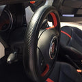 Jdragon Black & Carbon Fiber Style PVC Leather Slip-On Steering Wheel Cover 14.25-15" Diameter